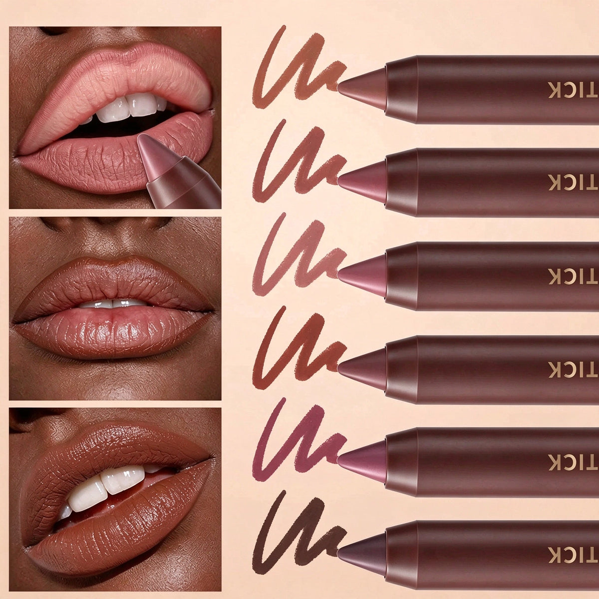 6pcs/set Long-lasting Matte Brown Lipstick