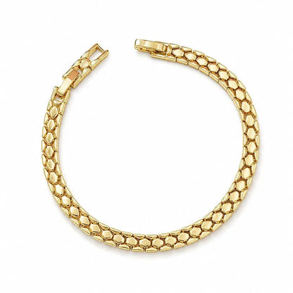 💫 Gold Snake-Scale Chain Bracelet – Liquid Shine, Textured Luxe 🌟