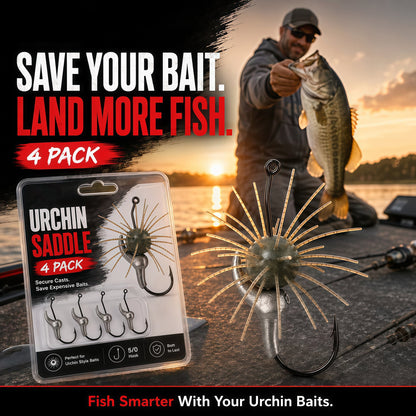 Urchin Saddle Fishing Rig – 4 Pack 🎣 Bait-Saving 5/0 Hook System with Adjustable Sink Rate