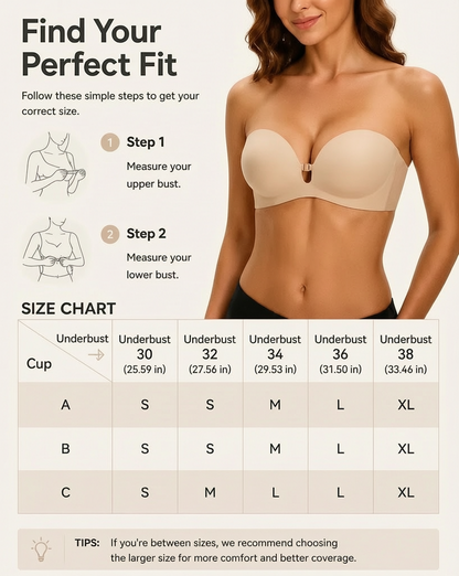 Women's Strapless Front Closure Push-Up Bra