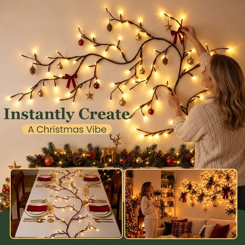 ✨ Flexible LED Lighted Branches | Remote-Controlled Wall Décor for Holidays