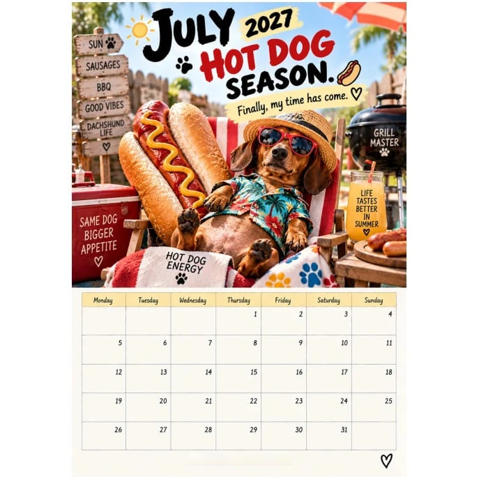 2027 Funny Dachshund Wall Calendar – Sarcastic Sausage Dog Calendar, A4 Monthly Dog Lover Gift