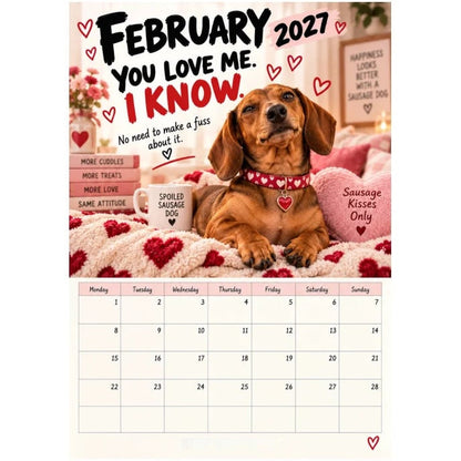 2027 Funny Dachshund Wall Calendar – Sarcastic Sausage Dog Calendar, A4 Monthly Dog Lover Gift