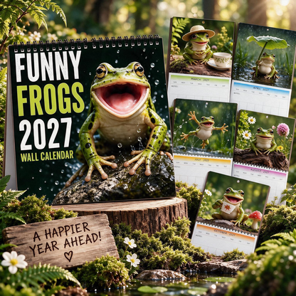 🐸Funny Frogs 2027 Wall Calendar – Cute Humorous Frog Calendar, Quirky Amphibian Gift, Nature & Wildlife Decor