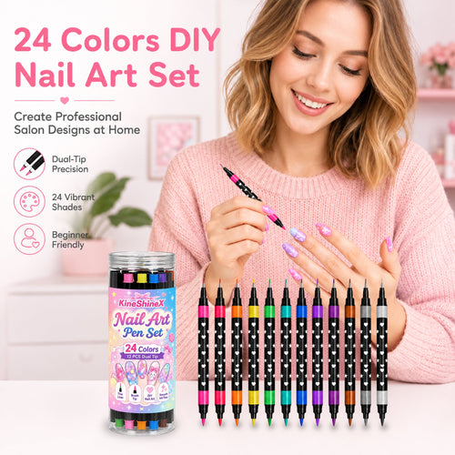 🎉Over 35k+ Sold!💅🎨24‑Colors Dual‑Ended Nail Art Pens‑DIY Manicure Drawing Set🎁
