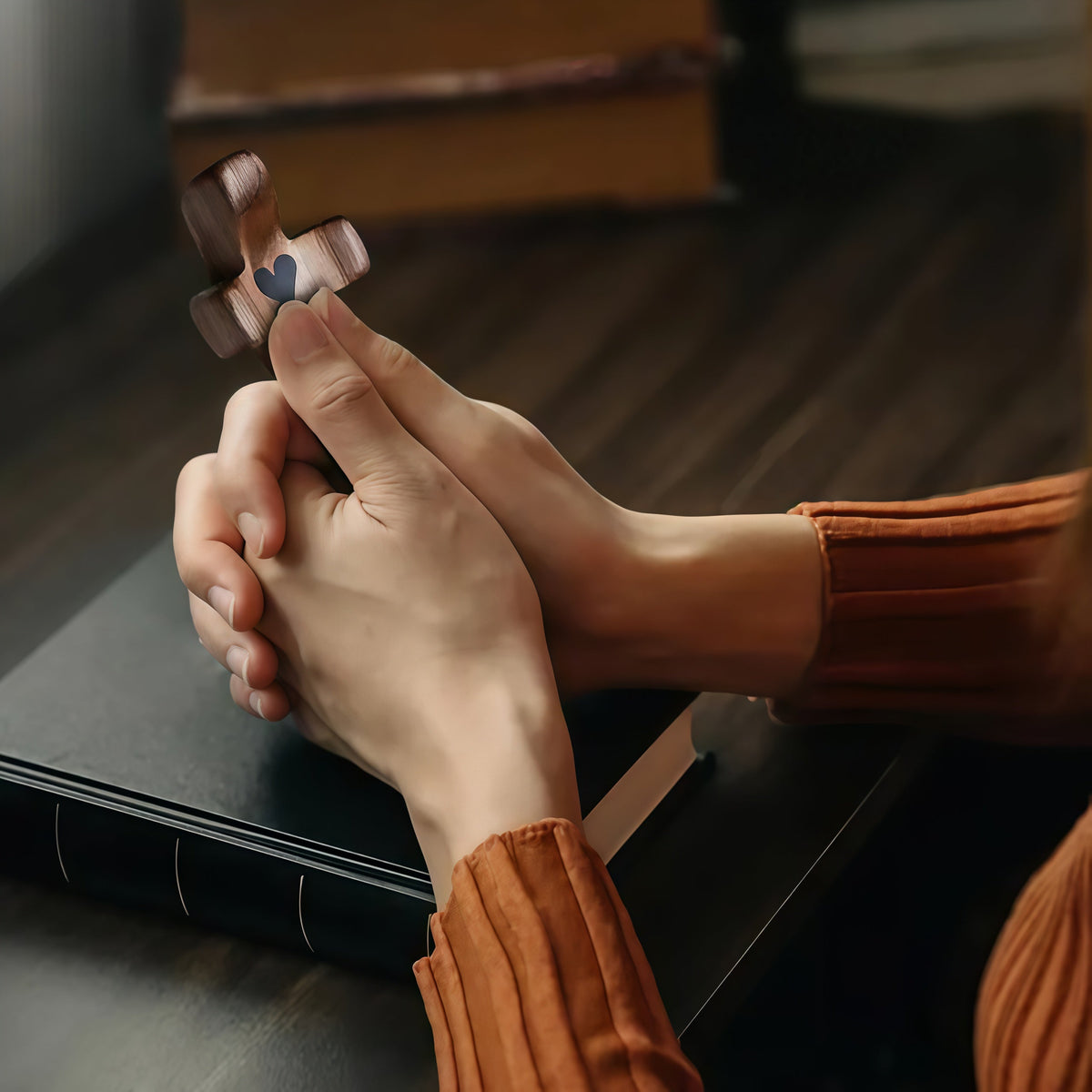 ✝️ Handcrafted Wooden Cross My Heart — 100% Handmade & Faithful Symbol