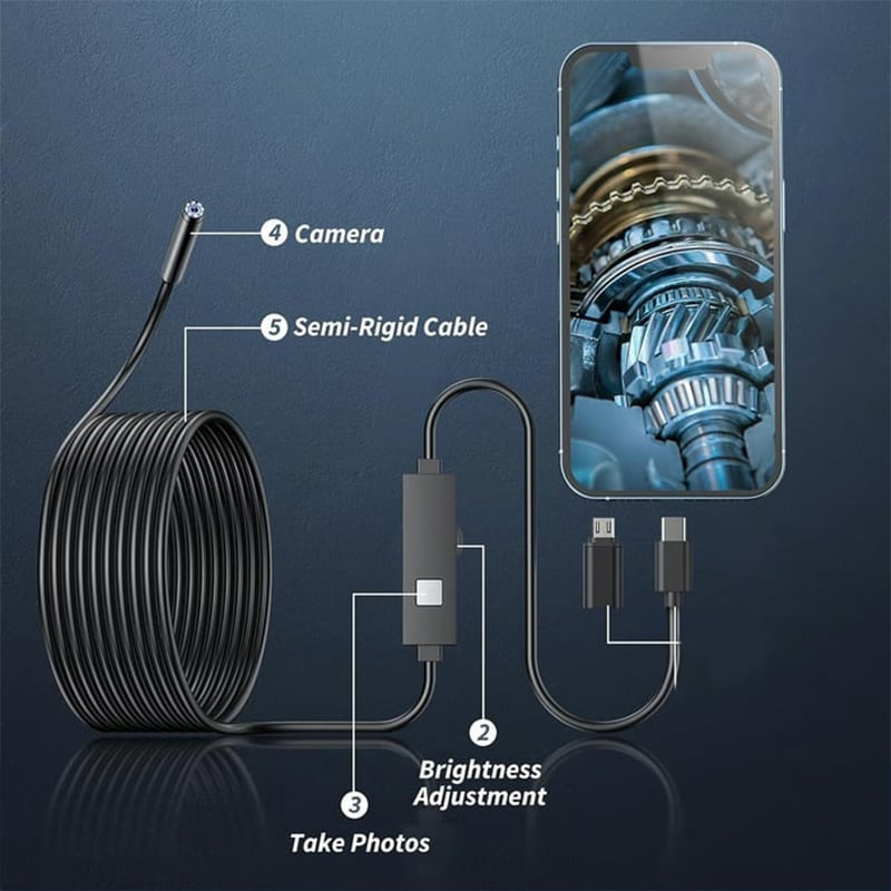 🔎 Plug-and-play endoscope camera – Compatible with Android, iPhone and iPad for direct connection