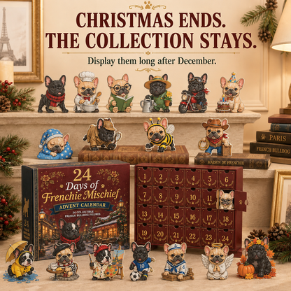 🐶 French Bulldog-Themed 24-Day Christmas Countdown Calendar | 24 unique, collectible Frenchie figurines—each with its own distinct pose and personality—delivering a festive surprise every day 🎄✨ Flat acrylic version