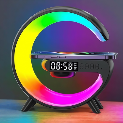 🔥Multifunctional Bluetooth Speaker-Colorful Atmosphere Light Wireless Charging and Clock All-in-one Machine