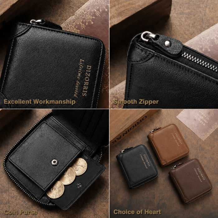 Men’s Full-Zip Calf Leather Pocket Organizer