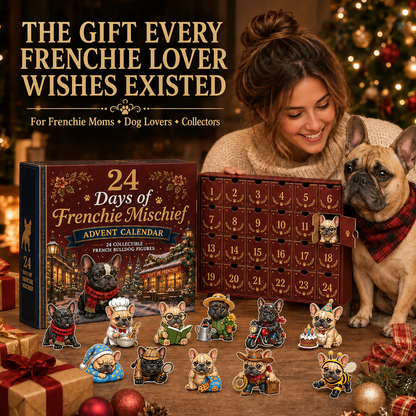 🐶 French Bulldog-Themed 24-Day Christmas Countdown Calendar | 24 unique, collectible Frenchie figurines—each with its own distinct pose and personality—delivering a festive surprise every day 🎄✨ Flat acrylic version