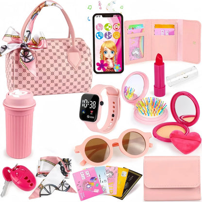 Realistic Girl Handbag Toy Set, Colorful Pretend Play Accessories