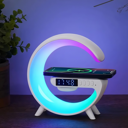 🔥Multifunctional Bluetooth Speaker-Colorful Atmosphere Light Wireless Charging and Clock All-in-one Machine