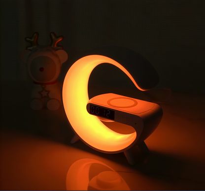 🔥Multifunctional Bluetooth Speaker-Colorful Atmosphere Light Wireless Charging and Clock All-in-one Machine