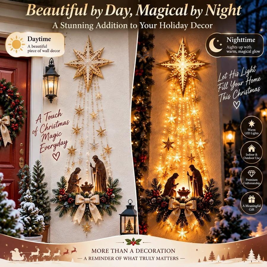 ✝️ Bethlehem Star of Faith– Lighted Nativity Wall Decor