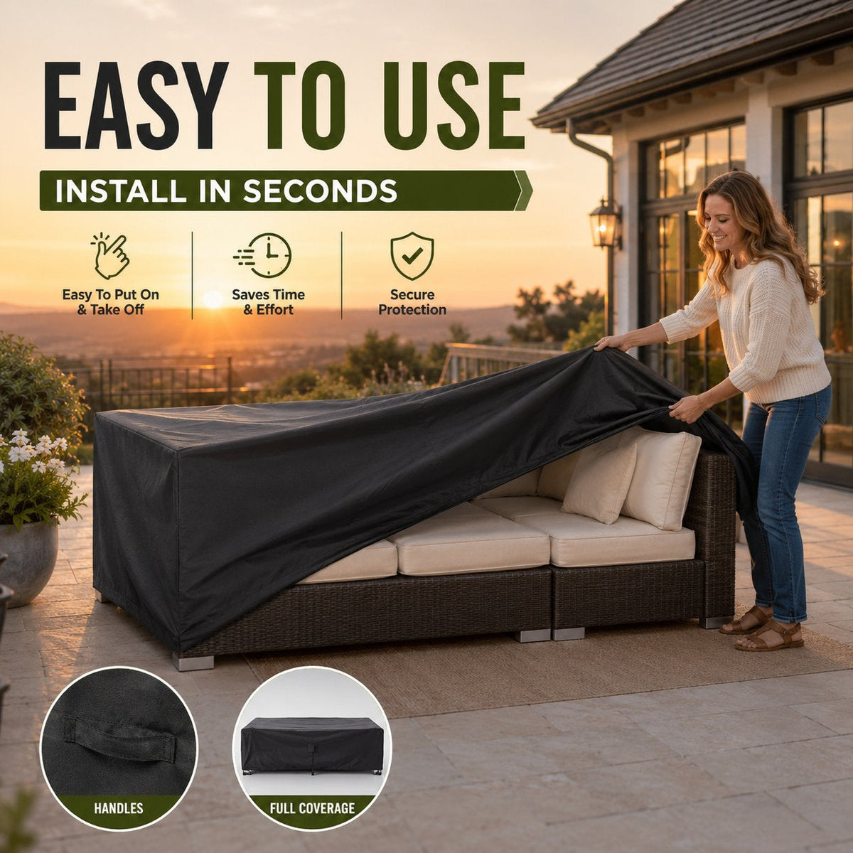 🛋️ Waterproof Patio Sofa Cover - 600D Heavy Duty Protection 🔥