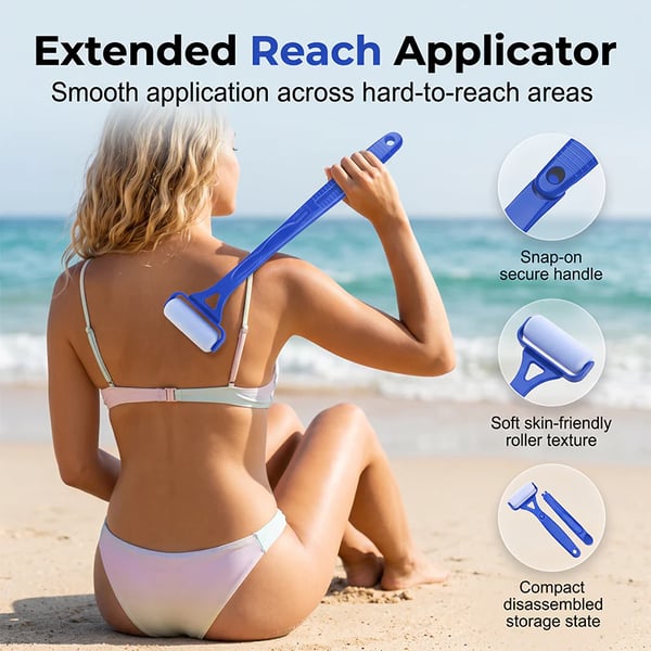 🧴✨Long Reach Back Applicator Roller – Smooth glide, curved ergonomic handle. Apply lotion & sunscreen to every spot – no twisting, no stretching! 🌀💪