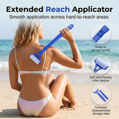 🧴✨Long Reach Back Applicator Roller – Smooth glide, curved ergonomic handle. Apply lotion & sunscreen to every spot – no twisting, no stretching! 🌀💪