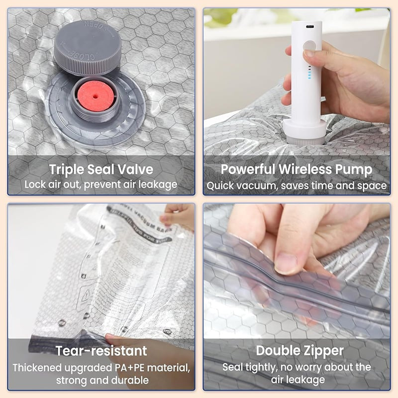 🎁Cordless Travel Vacuum Storage Compression Bag Set