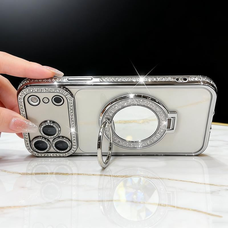 ✨💎Sparkling Diamond Women's Phone Case with Mirror & Stand for iPhone💖