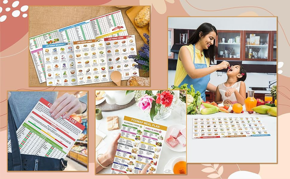 🥗Set of 2 Fodmap Chart📘IBS Symptom Relief Food List