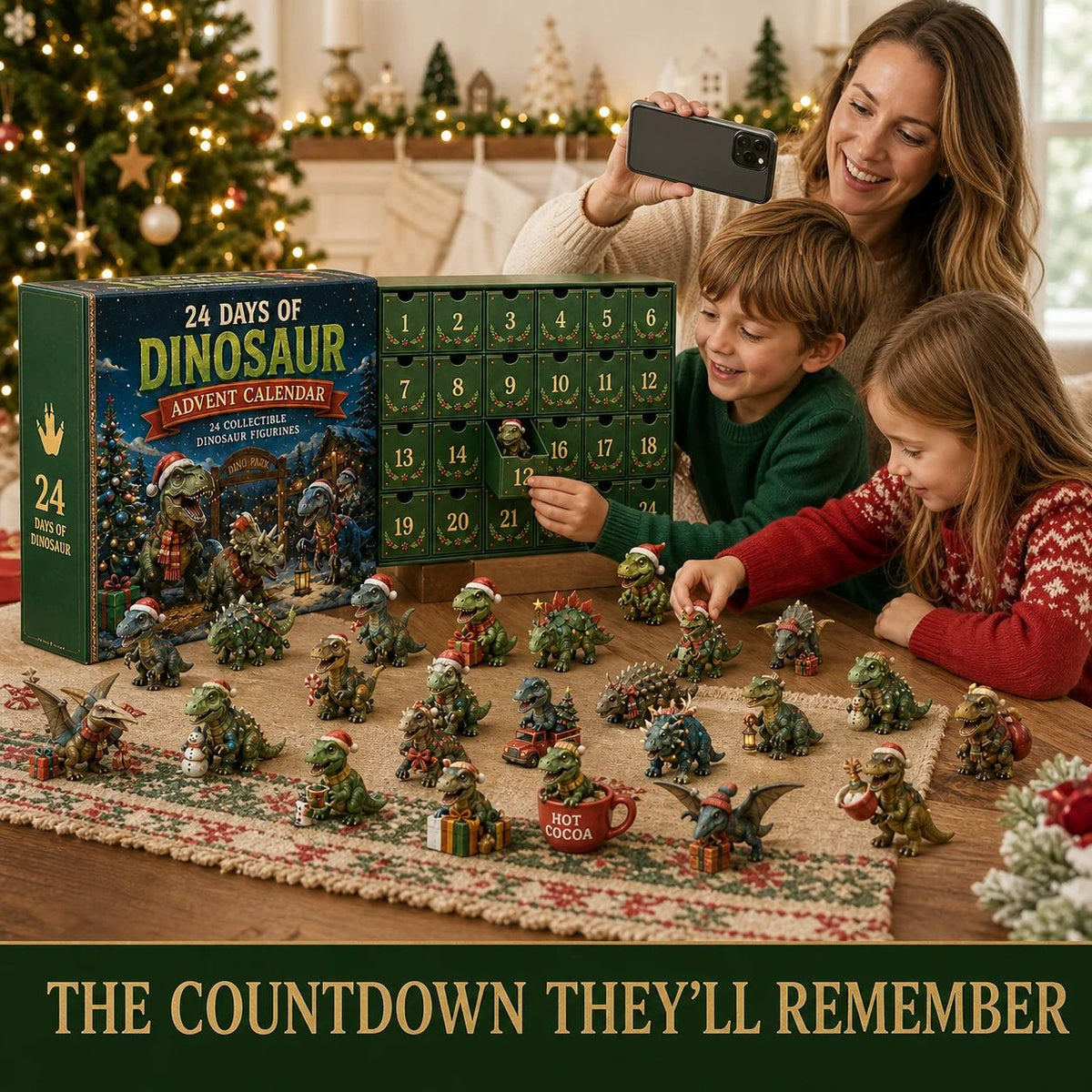 24 Days of Dinosaur Christmas Advent Calendar – 24 Collectible Dino Figurines & Holiday Surprises