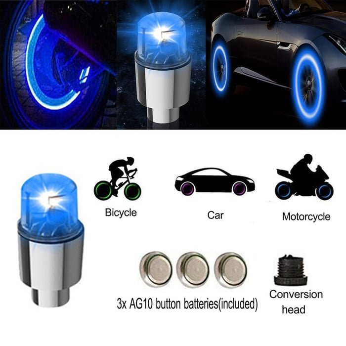 Waterproof LED Tire Valve Cap Light