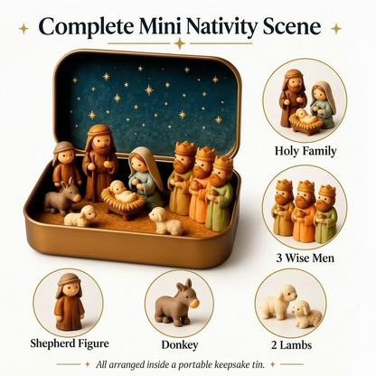 ✝️ Mini Nativity Scene Keepsake Tin — Pocket-Sized Christmas Holy Family Set