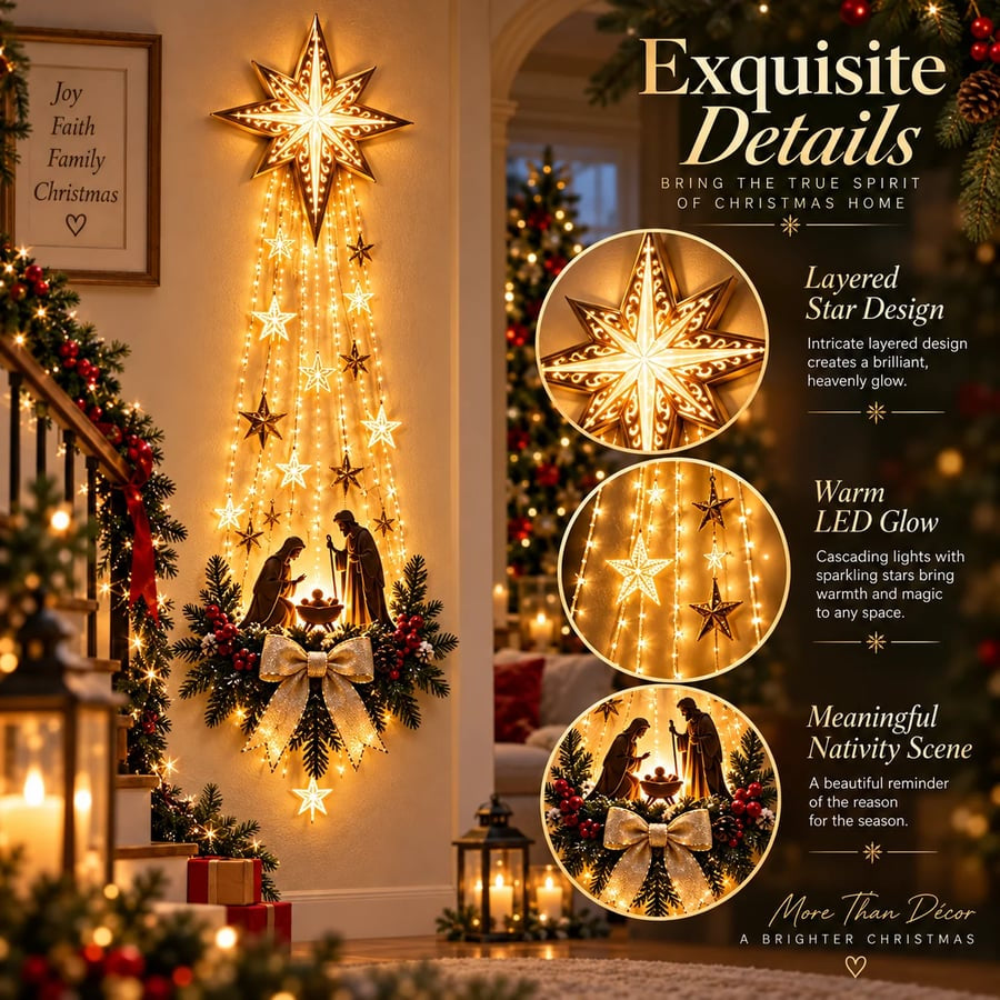 ✝️ Bethlehem Star of Faith– Lighted Nativity Wall Decor