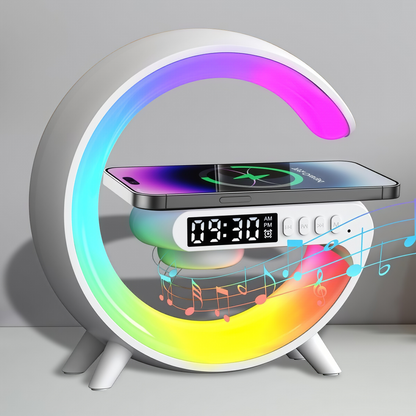 🔥Multifunctional Bluetooth Speaker-Colorful Atmosphere Light Wireless Charging and Clock All-in-one Machine