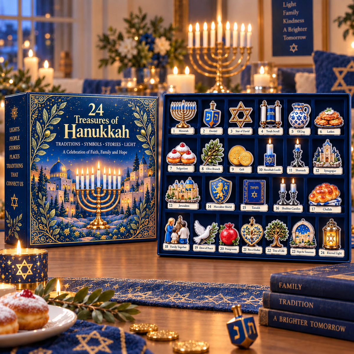 24 Treasures of Hanukkah – Traditions, Symbols & Light Countdown Calendar
