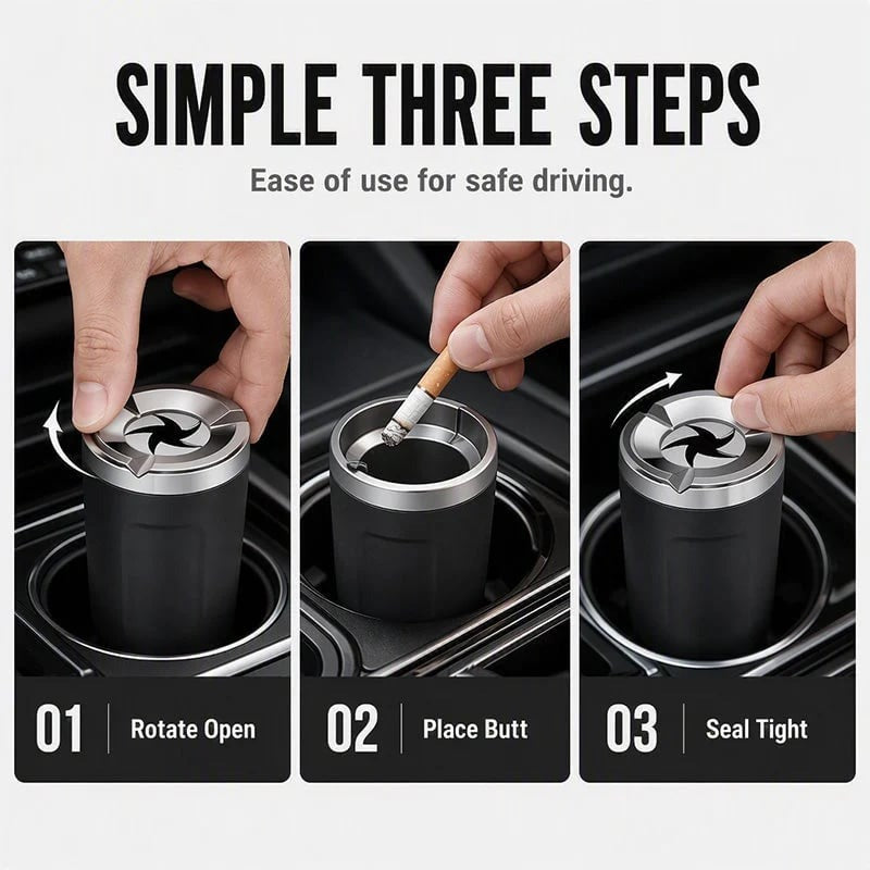🛡️Rotating Car Ashtray With Ceramic Lining